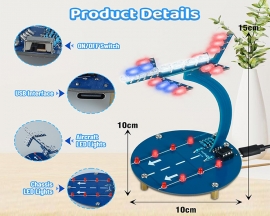 Soldering Practice Kit, DIY 3D Airplane Soldering Project with Flashing LED Lights, Aircraft Electronics Soldering Learning Kit for High School Colleage Education and Desktop Decoration